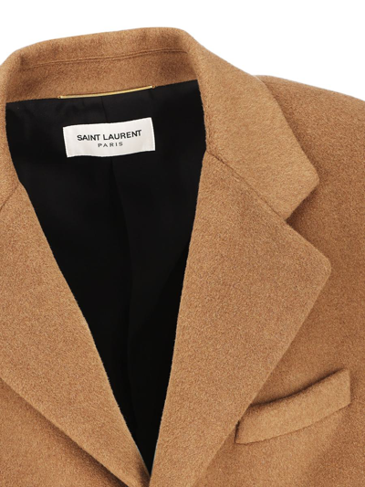 Shop Saint Laurent Coats In Noir Craie
