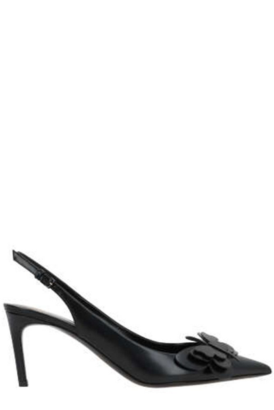 Shop Valentino Pointed Toe Singback Pumps In Black