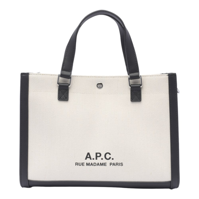 Shop Apc A.p.c. Camille 2.0 Logo Printed Tote Bag In Beige
