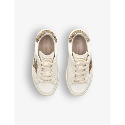 Shop Golden Goose Girls White/oth Kids May Glitter-star Low-top Leather Trainers 6-9 Years
