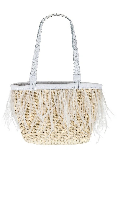 Shop Sensi Studio Feathers Mini Basket Bag In 自然色 & 白色