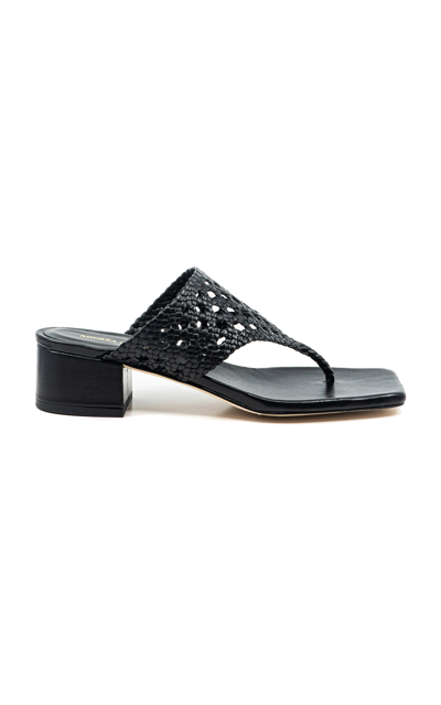 Shop Andrea Gomez Brenda Woven Leather Sandals In Black