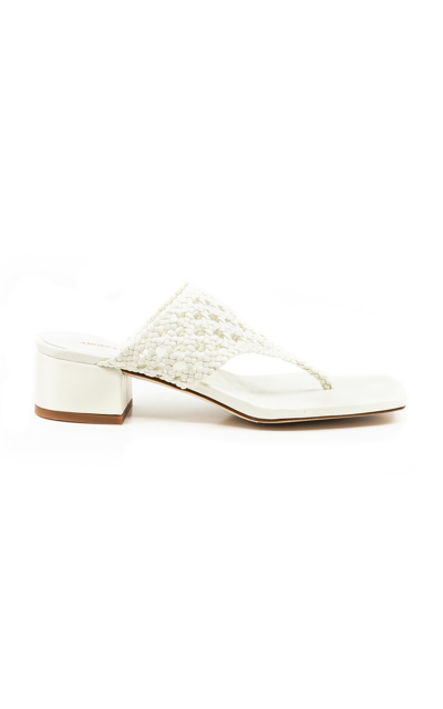 Shop Andrea Gomez Brenda Woven Leather Sandals In White