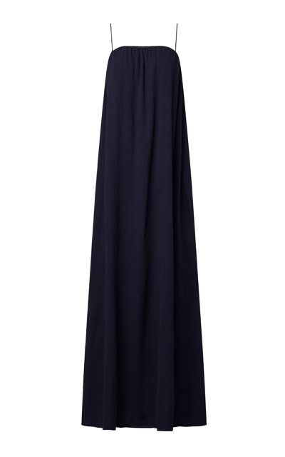 Shop Onia Crinkled Cotton Maxi Dress In Navy