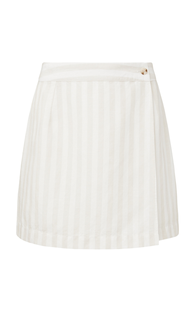 Onia Air Linen-blend Mini Wrap Skirt In Tan