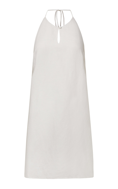 Shop Onia Keyhole Cutout Linen-blend Halter Dress In White