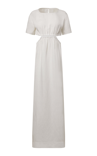 Shop Onia Boatneck Cutout Linen-blend Maxi Dress In White