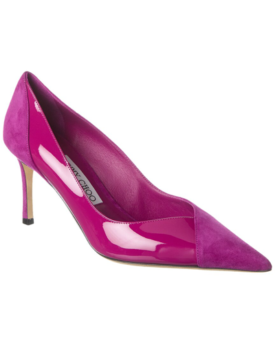 Shop Jimmy Choo Cass 75 Patent & Suede Pump In Red