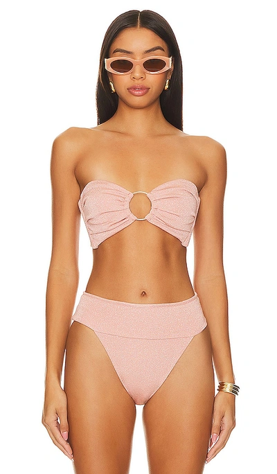 Shop Montce Swim Tori Ties Bikini Top In Prima Pink Sparkle