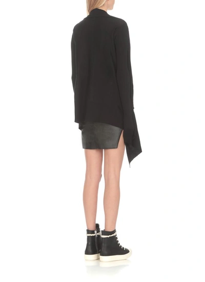 Shop Rick Owens Black Virgin Wool Cardigan