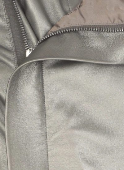 Shop Rick Owens Naska Biker Leather Jacket In Grey