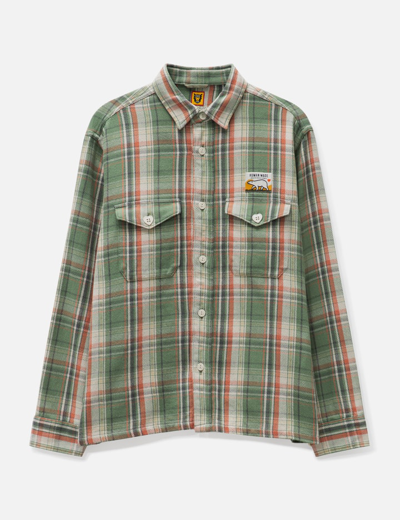 Shop Human Made Check Overshirt In Green