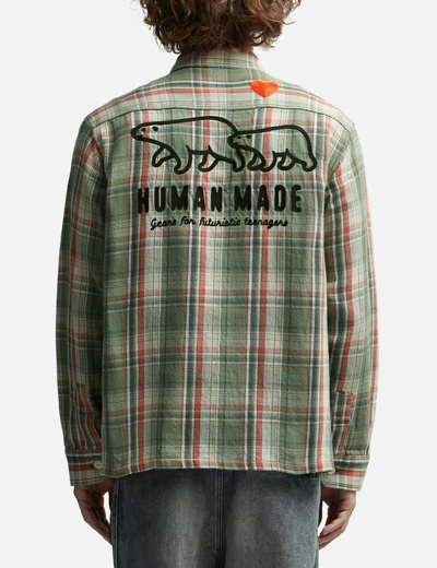 Shop Human Made Check Overshirt In Green