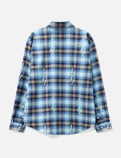 Shop Amiri Plaid Flannel Shirt In Blue