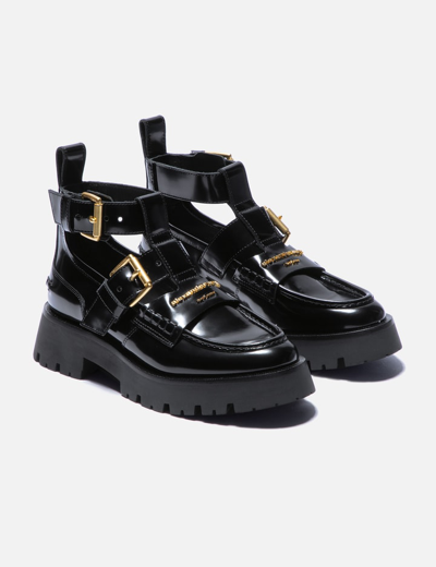 Shop Alexander Wang Carter Box Calf Ankle Strap Boots In Black