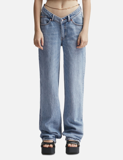 Shop Alexander Wang T Nameplate V Front Denim Jeans In Blue