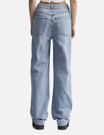 Shop Alexander Wang T Nameplate V Front Denim Jeans In Blue