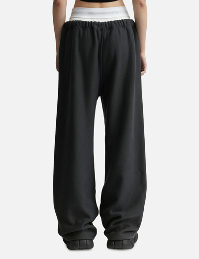 Alexander Wang T T By Alexander Wang Wide Leg Logo Elastic Jogging In Black