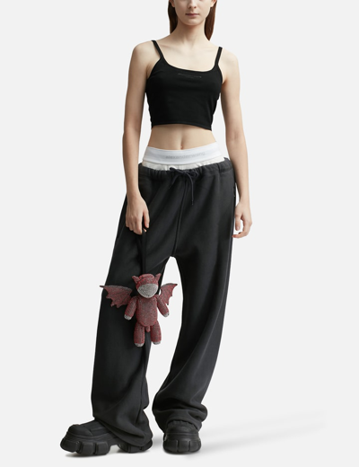 Alexander Wang T T By Alexander Wang Wide Leg Logo Elastic Jogging In Black