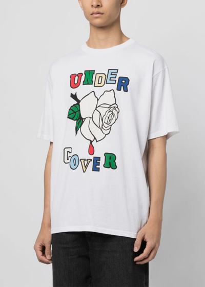 Shop Undercover White Rose-print T-shirt