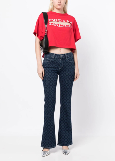 Shop Undercover Red Slogan-print Cut-out T-shirts