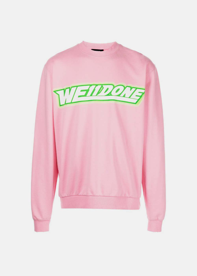 Shop We11 Done We11done Pink Logo-print Detail Sweatshirt
