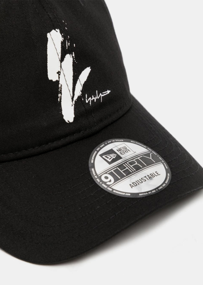 Shop Yohji Yamamoto Black Logo Print Baseball Cap