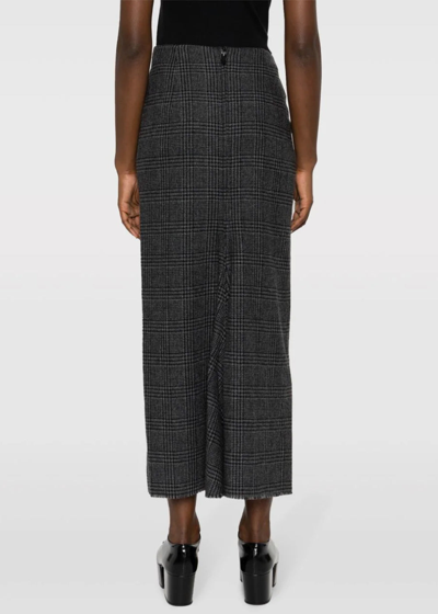 Shop Yohji Yamamoto Grey Check-pattern Backside Zip Skirt