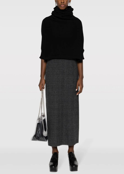 Shop Yohji Yamamoto Grey Check-pattern Backside Zip Skirt