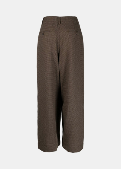 Shop Ziggy Chen Brown Check Pattern Trousers
