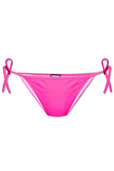 Shop Dsquared2 Icon Logo Printed Bikini Bottoms In Pink
