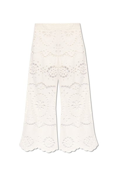 Shop Zimmermann Lexi Embroidered Flare Pants In White