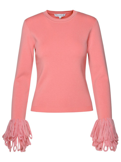 Shop Jw Anderson Fringe Cuff Top In Pink