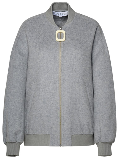 Shop Jw Anderson Zipped Straight Hem Bomber Jacket In Grey