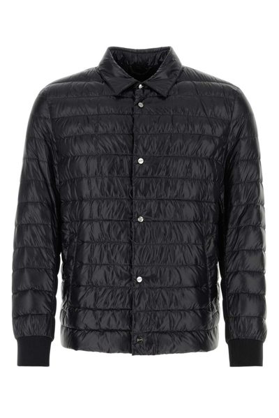 Shop Herno Buttoned Down Jacket In Black