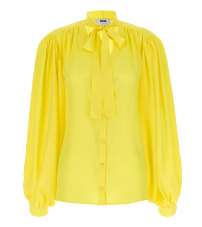 Shop Msgm Bow Detailed Long In Yellow