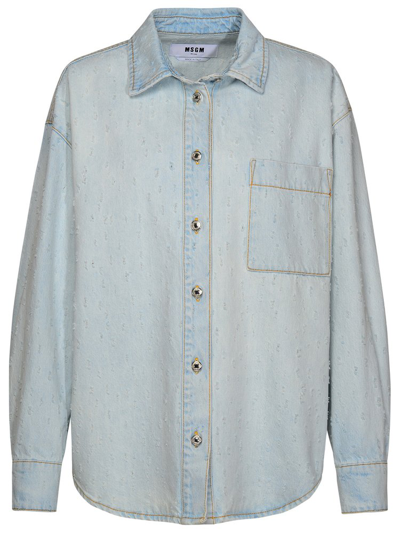 Shop Msgm Buttoned Long In Blue