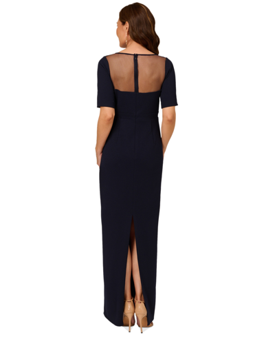 Shop Adrianna Papell Women's Beaded Illusion-neck Gown In Midnight