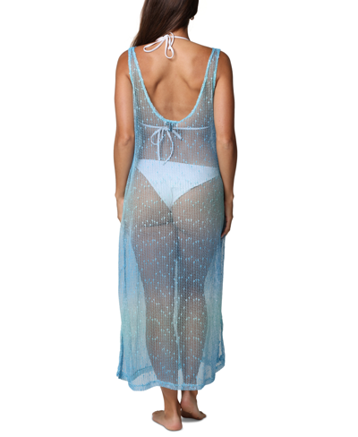 Shop J Valdi Women's Side-slit Maxi Cover-up Tank Dress In Blue Ombre