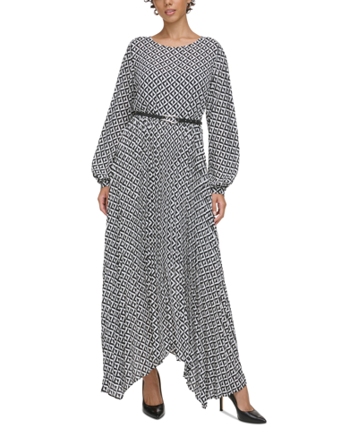 Shop Donna Karan Women's Printed Handkerchief-hem Dress In Chevron