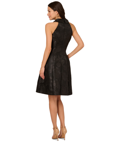 Shop Adrianna Papell Women's Metallic Jacquard Tuxedo Dress In Black