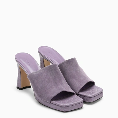 Shop By Far Lilac Mule In Suede In Purple
