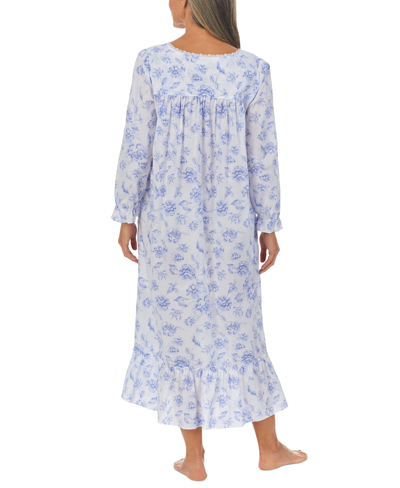 Shop Eileen West Long Sleeve Cotton Ballet Nightgown In Periwinkle Multi