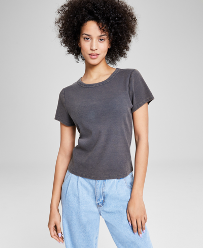 Shop And Now This Women's Crewneck T-shirt, Created For Macy's In Charcoal Grey