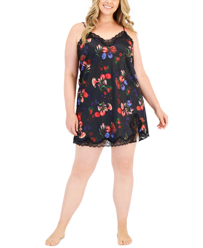 Shop Inc International Concepts Plus Size Floral Chemise, Created For Macy's In Midnight Garden