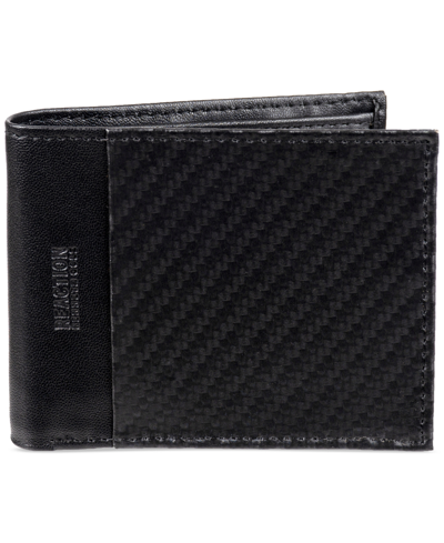 Shop Kenneth Cole Reaction Men's Techni-cole Rfid Leather Slimfold Wallet In Black