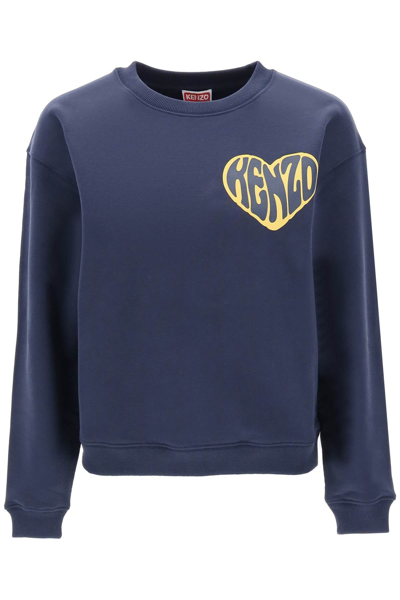 Shop Kenzo Heart Sweatshirt In Blue