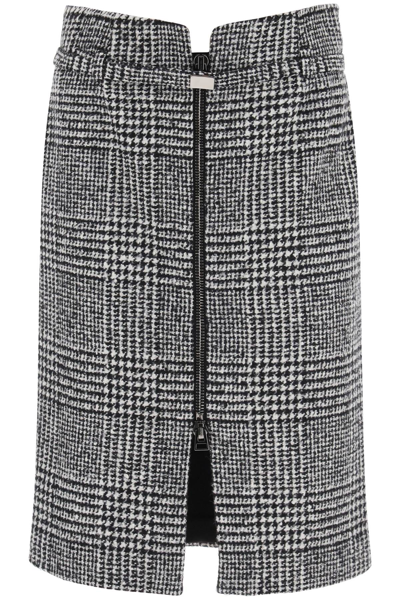Shop Tom Ford Prince Of Wales Pencil Skirt In White, Black