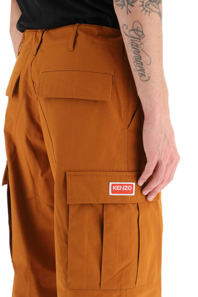 Shop Kenzo Cargo Pants Featuring 'boke Flower' Button