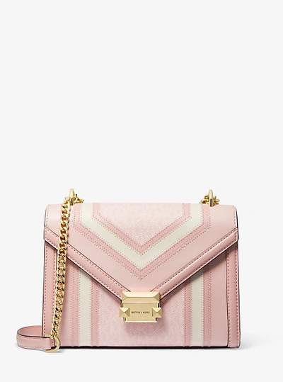 Shop Michael Kors Whitney Medium Color-block And Signature Logo Shoulder Bag In Pink